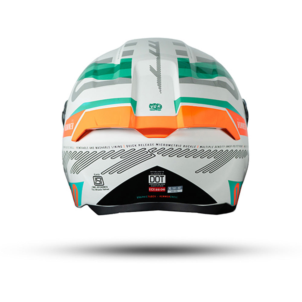 Hummer Tubex A4 - Motorcycle Riding Helmet (White/Green/Orange)