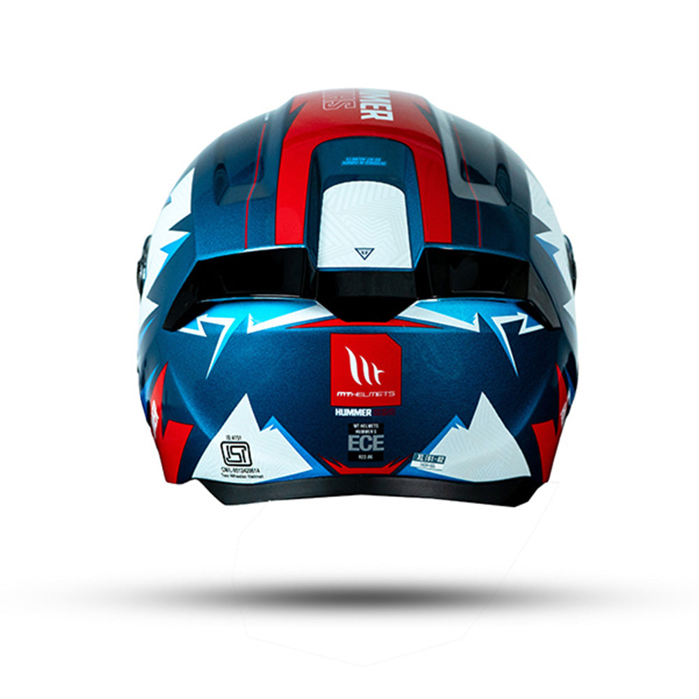 Hummer S Shine C7 - Motorcycle Riding Helmet (Gloss White/Blue/Red)