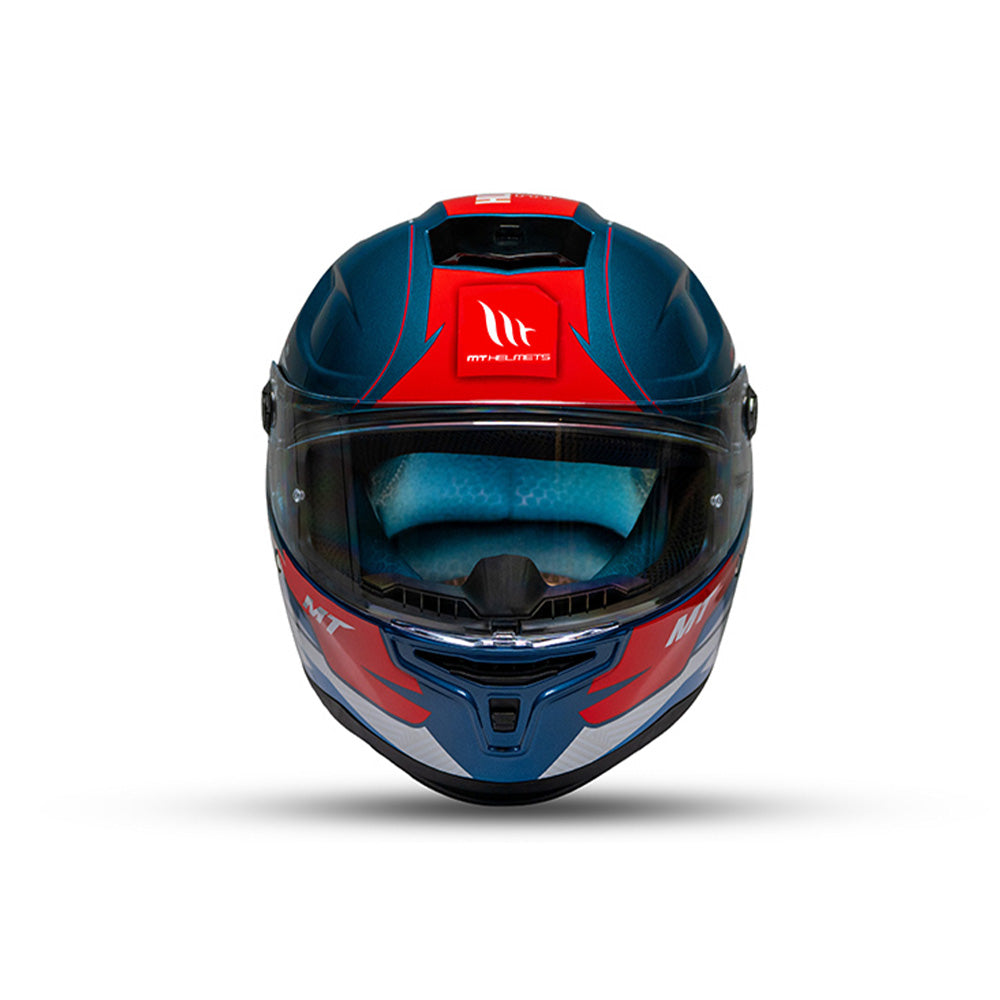 Hummer S Shine C7 - Motorcycle Riding Helmet (Gloss White/Blue/Red)