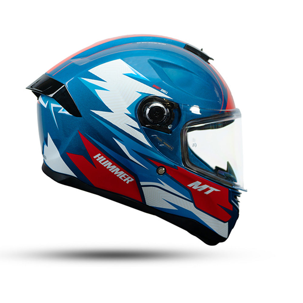 Hummer S Shine C7 - Motorcycle Riding Helmet (Gloss White/Blue/Red)