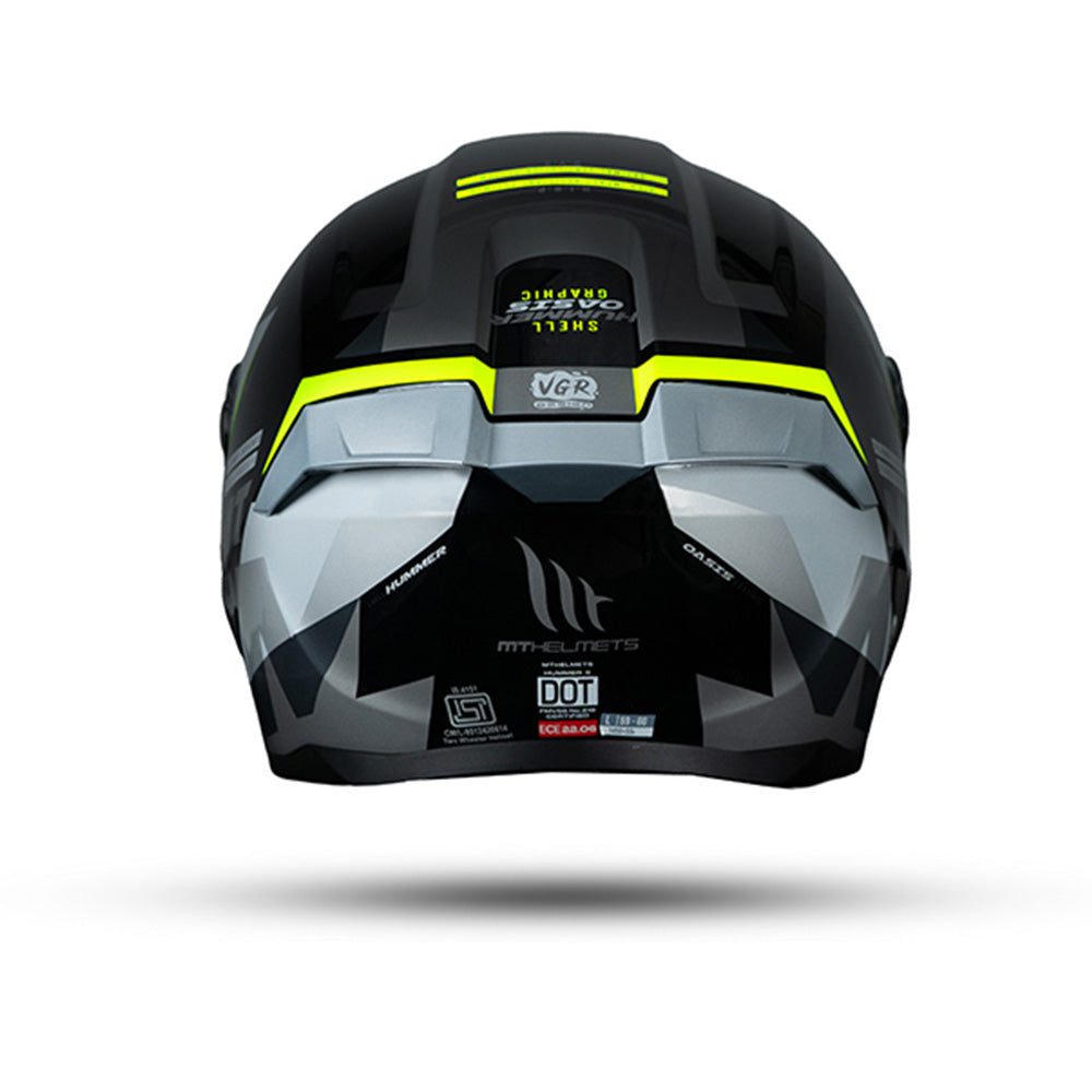 Hummer Oasis B3 - Motorcycle Riding Helmet (Black/Grey/Fluo Yellow)