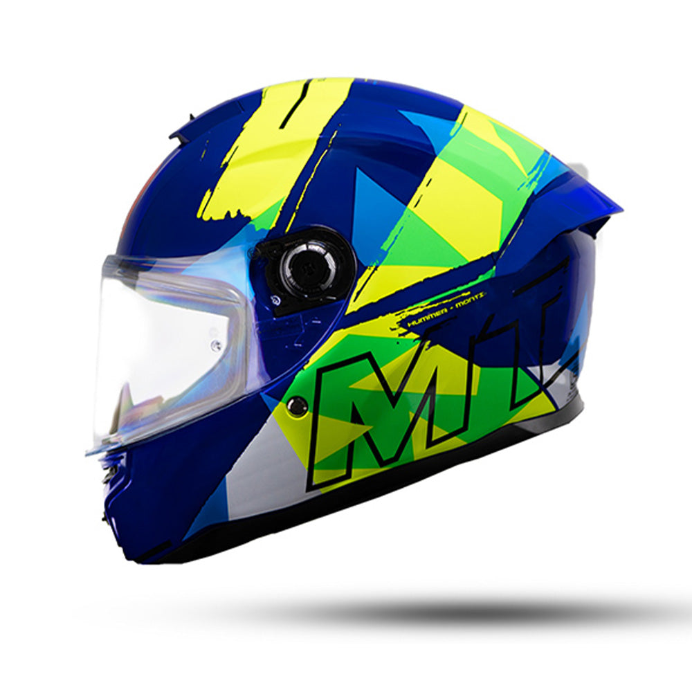Hummer S Monti C17 - Motorcycle Riding Helmet (Gloss Blue/Neon Yellow)