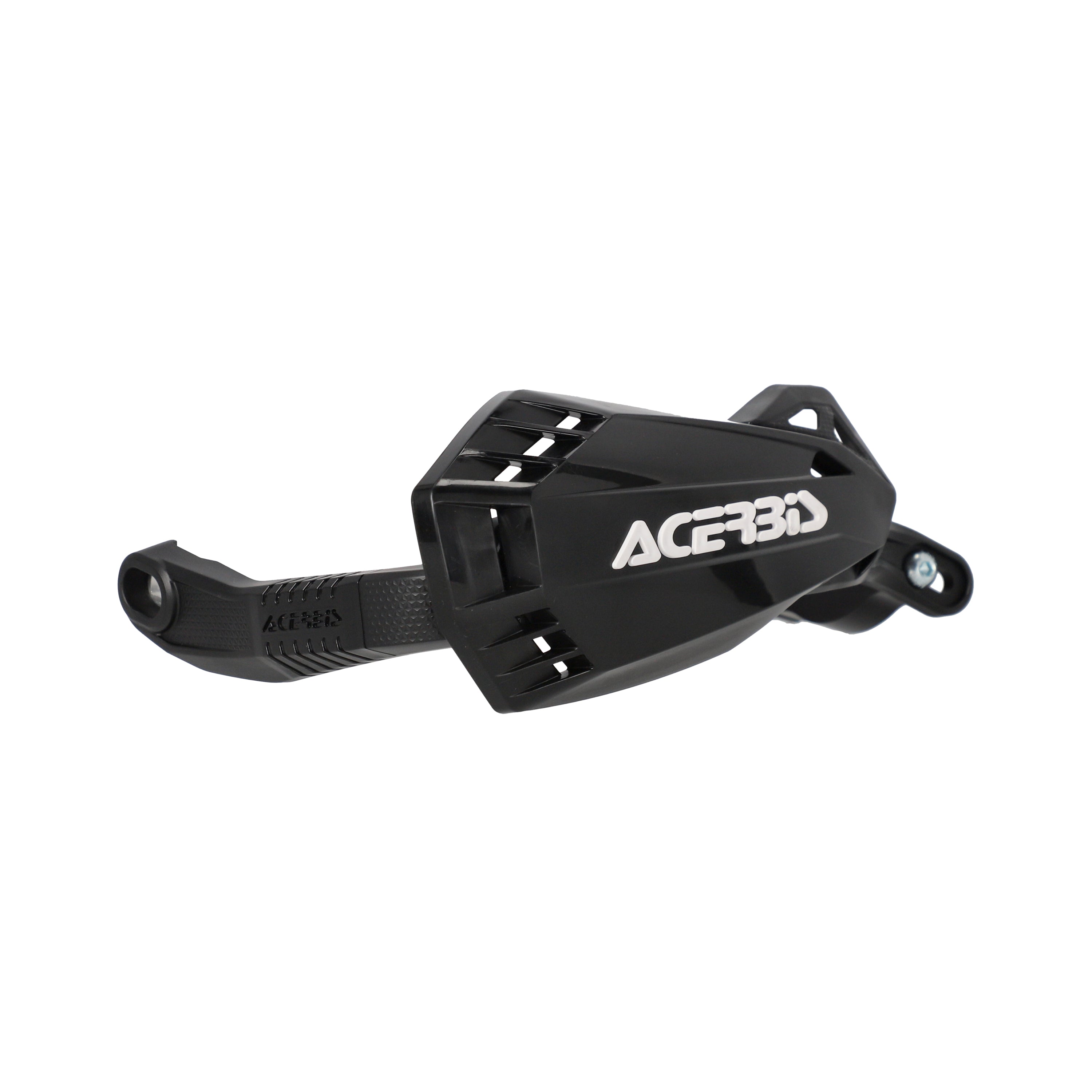 Black motorcycle handguards with perforated design and white ACERBIS logo