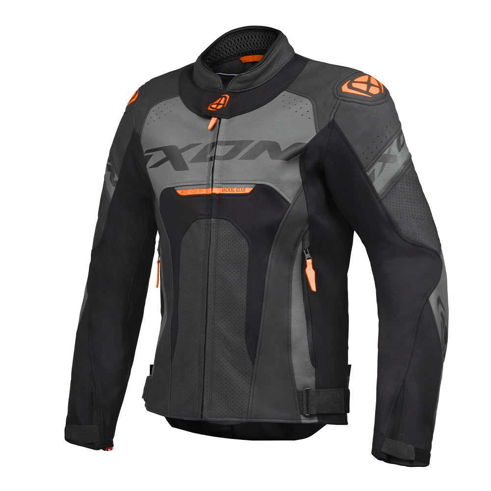 Jackal - CE Certified Class AAA Leather Racing Jacket (Black/White/Red)