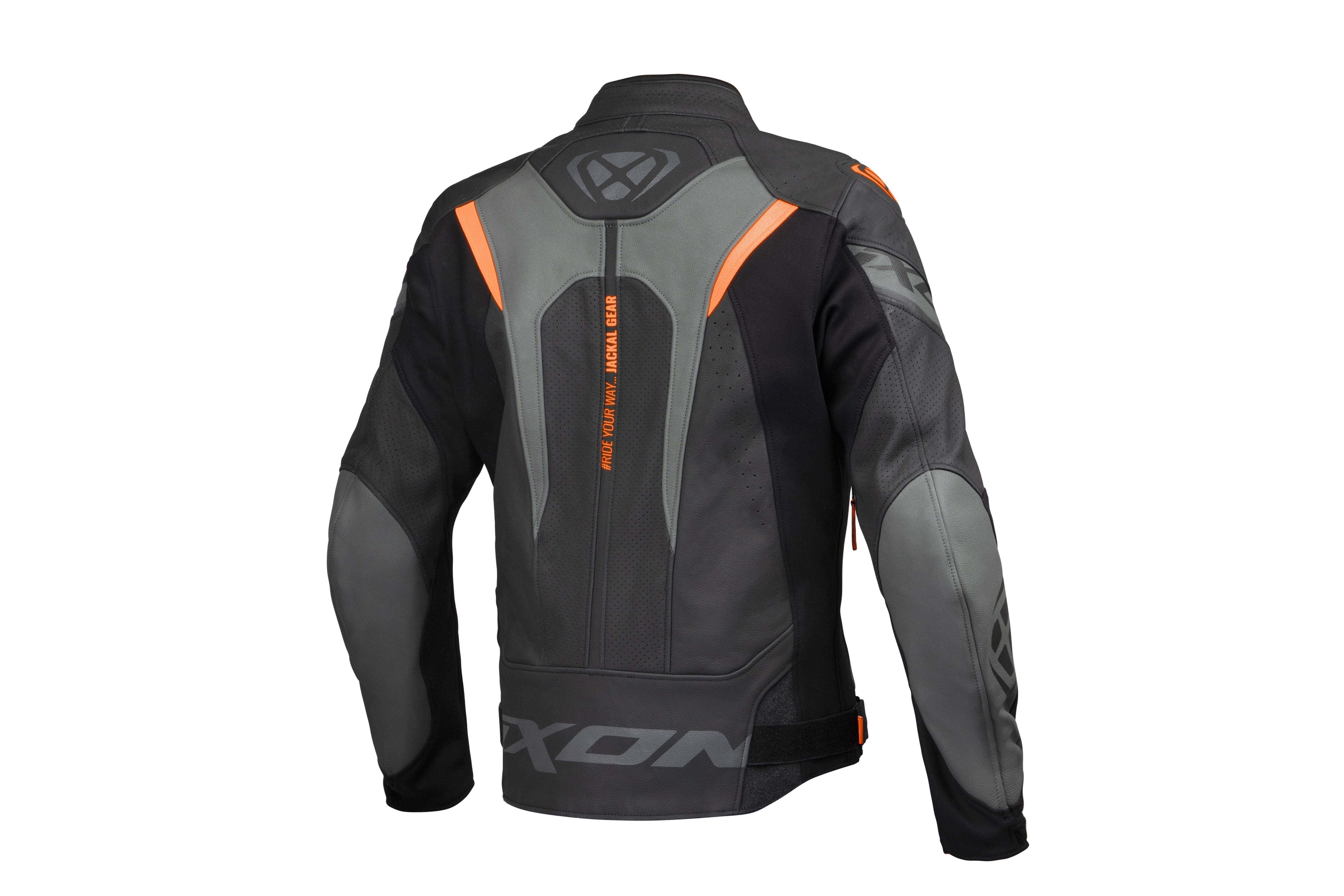 Jackal - CE Certified Class AAA Leather Racing Jacket (Black/White/Red)