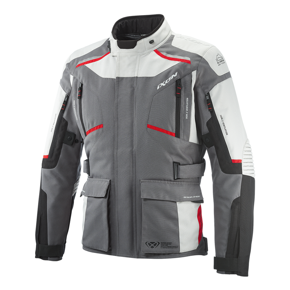 Midgard - All Season Motorcycle Touring Jacket (Grey/Black/Red)