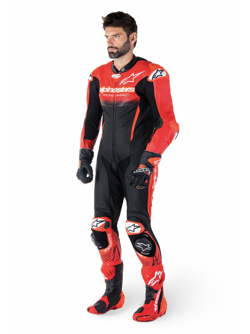 Gp-R7 - Leather Racing Suit (Black/Mid Red) (1 Piece)