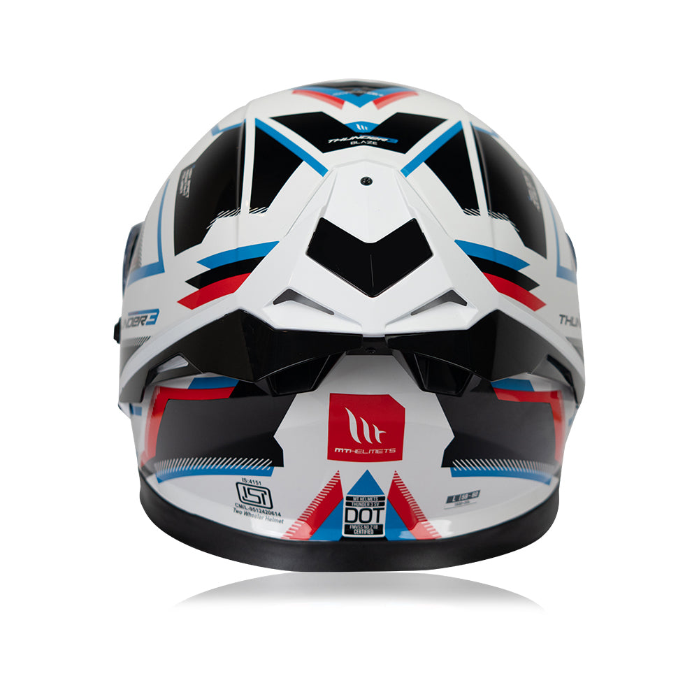 Thunder 3 Sv Pro Blaze A7 - Motorcycle Riding Helmet (Gloss White/Fluor Blue/Red)