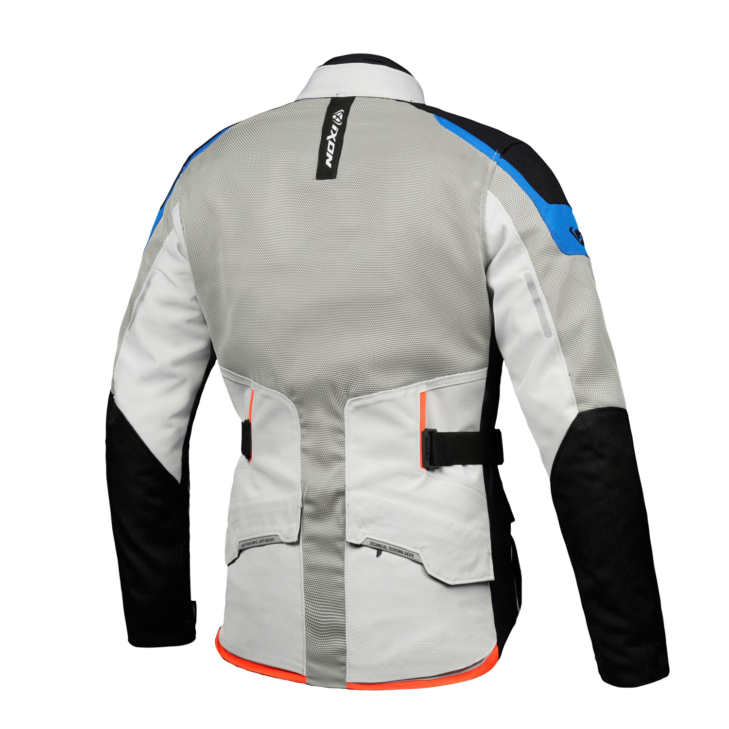M-Njord - Adventure Touring Jacket (Light Grey / Blue/ Neon Red)