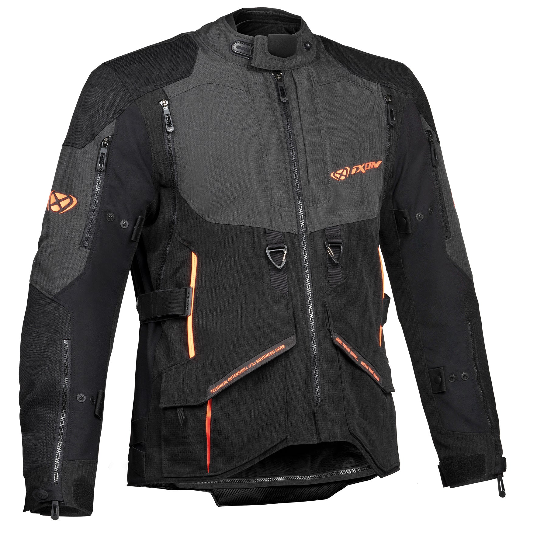 IXON Ragnar Black/Anthracite/Orange Jacket – Reise Moto