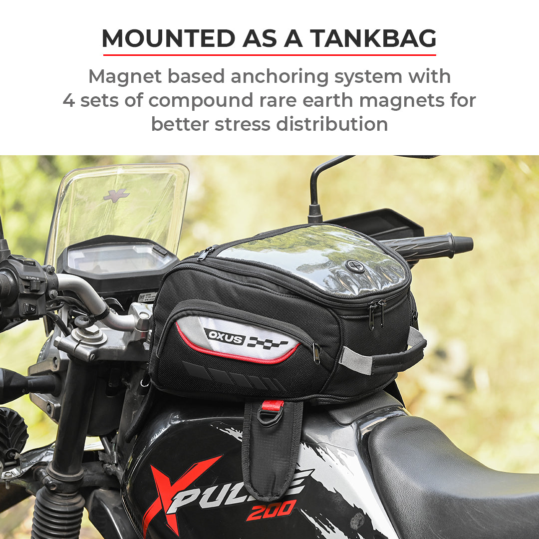 Oxus - 13L - Magnetic Tank Bag with Rain Cover (Black)