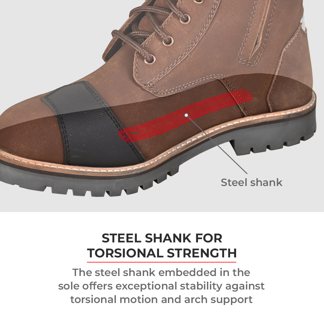 Bronson - Retro Style Motorcycle Riding Boots (Brown)
