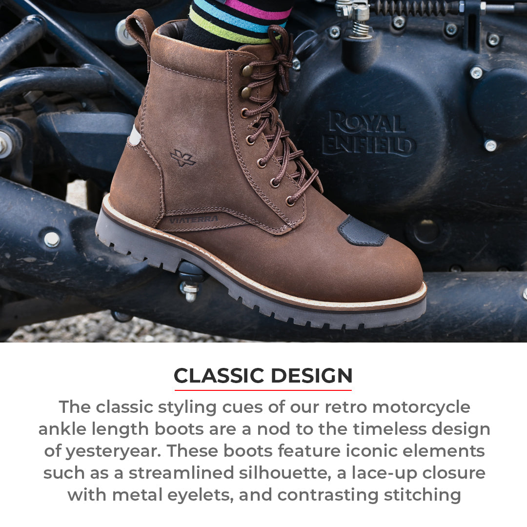Bronson - Retro Style Motorcycle Riding Boots (Brown)