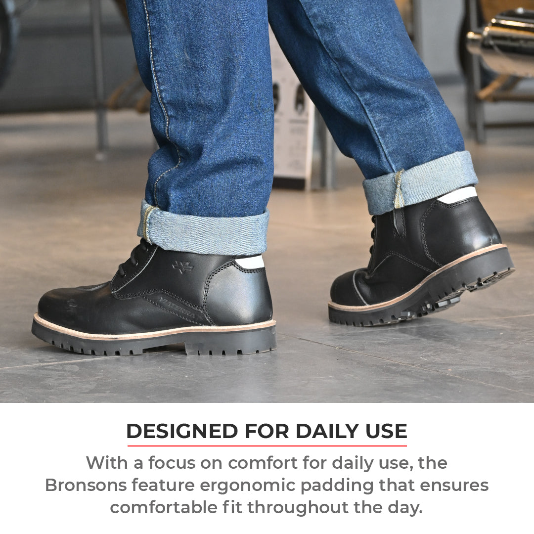 Bronson - Retro Style Motorcycle Riding Boots (Black)