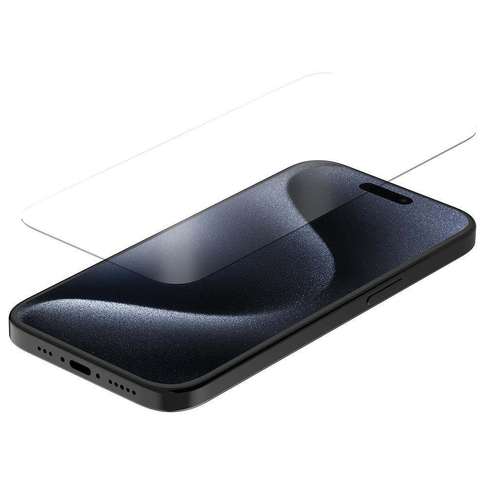 Black screen protector for iPhone 15 and iPhone 15 Pro, flat glass