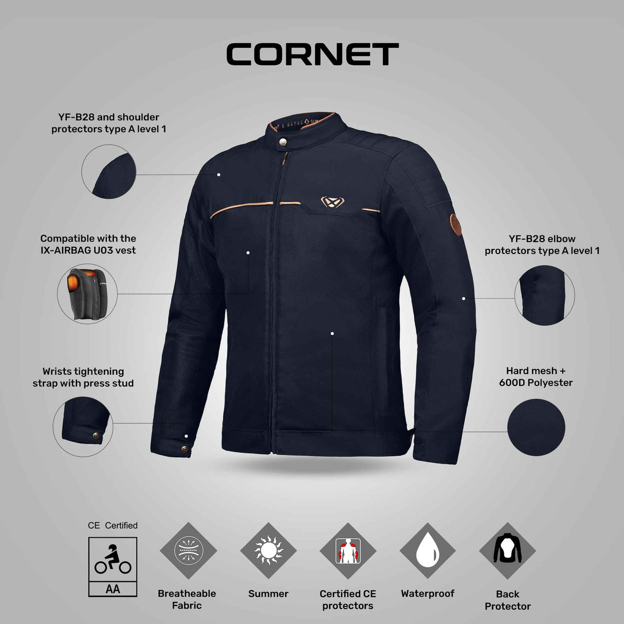 Cornet Jacket - Navy/Brown