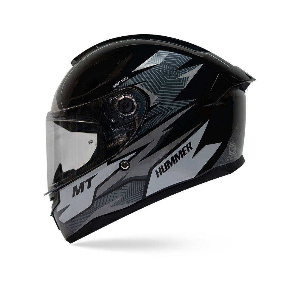 Hummer Shine B0 - Motorcycle Riding Helmet (Gloss Black/Grey