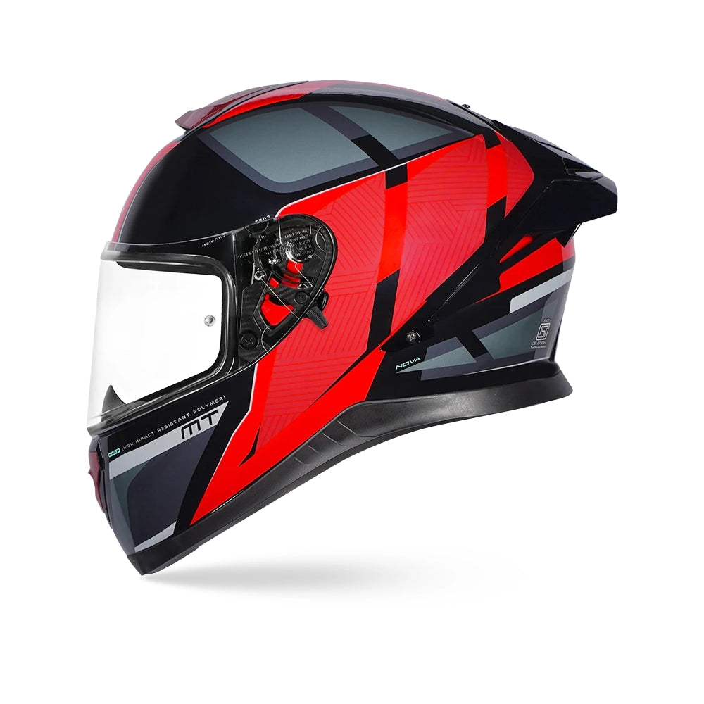 Thunder 3 Sv Pro Nova B5 - Motorcycle Riding Helmet + Visor (Gloss Black/Grey/Fluor Red)