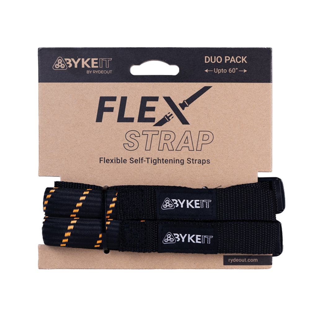 Black flexible straps duo pack with orange stripe webbing and stitched logo patch