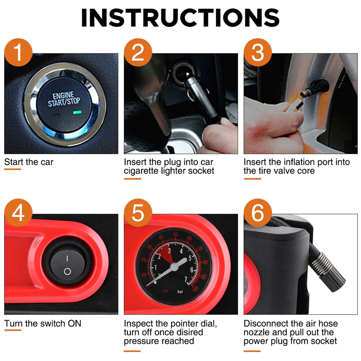 Tire Inflator Machine Dual Port for Car and Bike