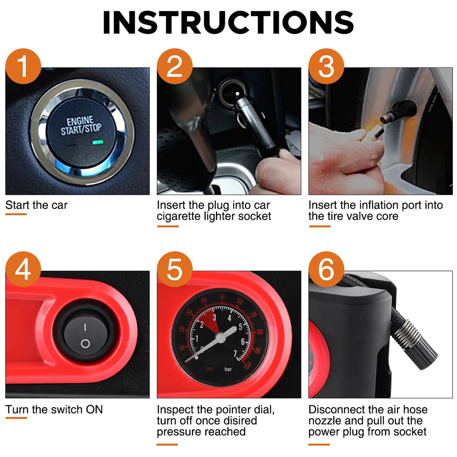 Tire Inflator Machine Dual Port for Car and Bike