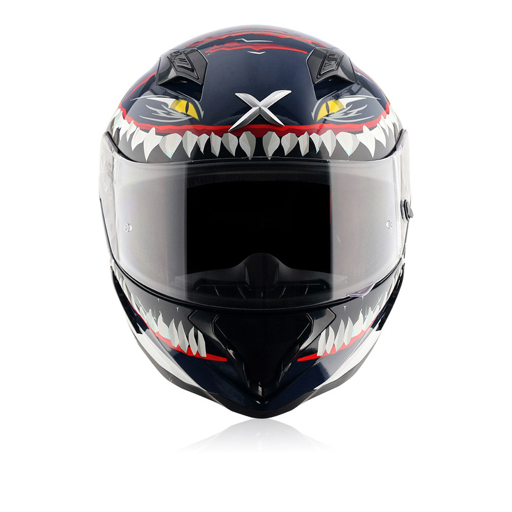 Hunter Shark - Motorcycle Riding Helmet (Blue/White)