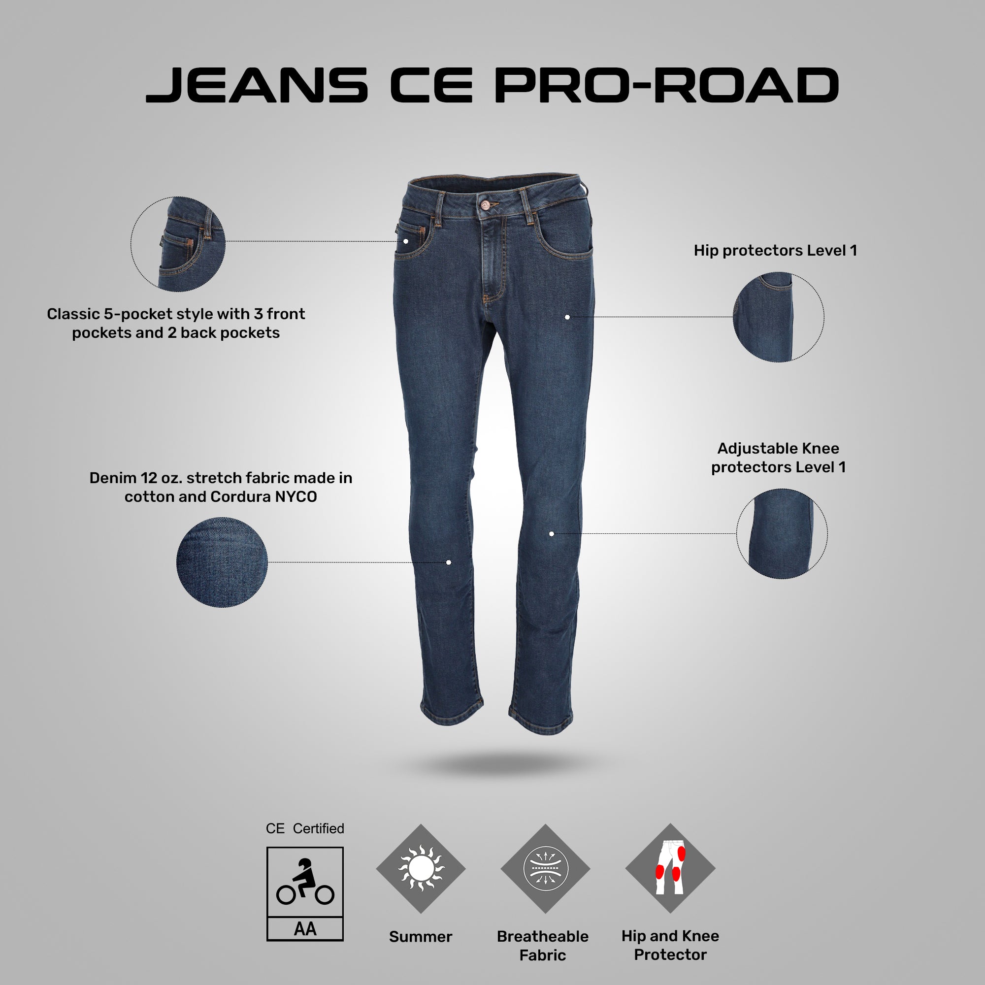 CE Pro-Road - Women's Motorcycle Riding Jeans (Blue)