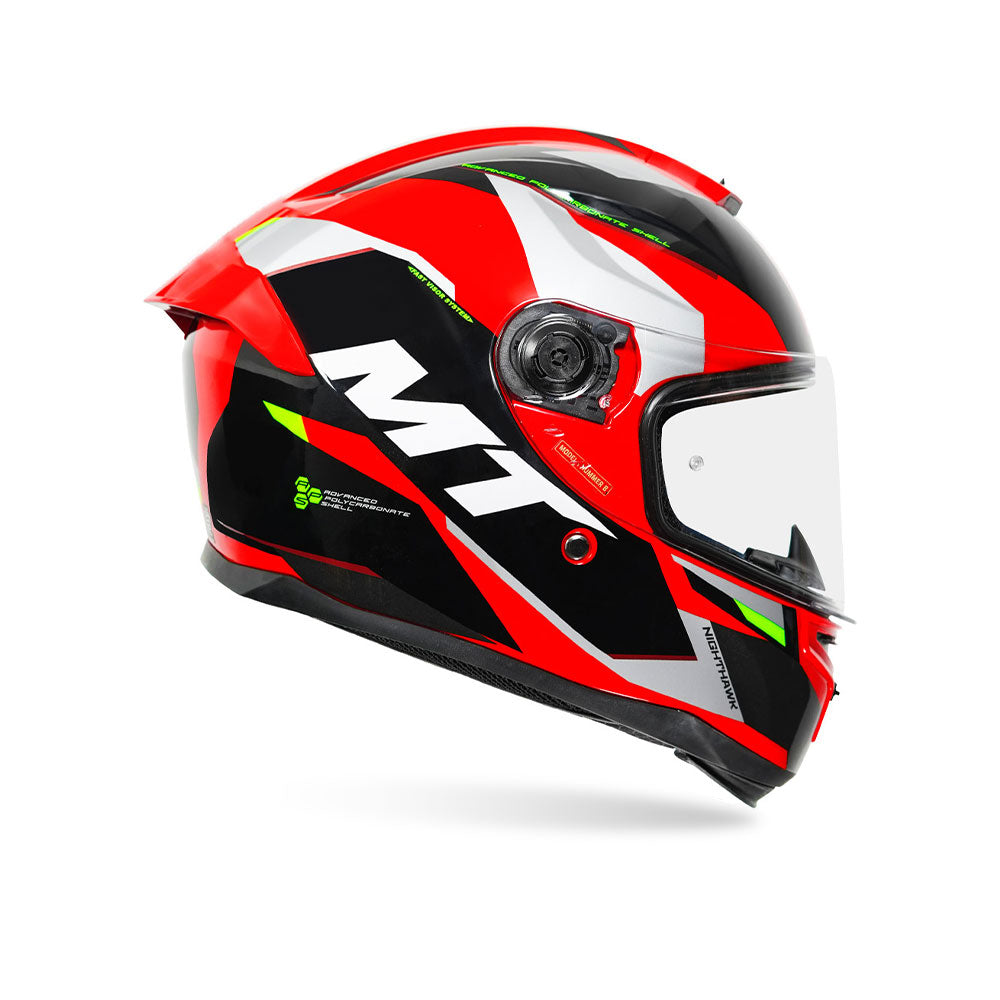 Hummer B Nighthawk D2 - Motorcycle Riding Helmet (Fluor Red/Grey)