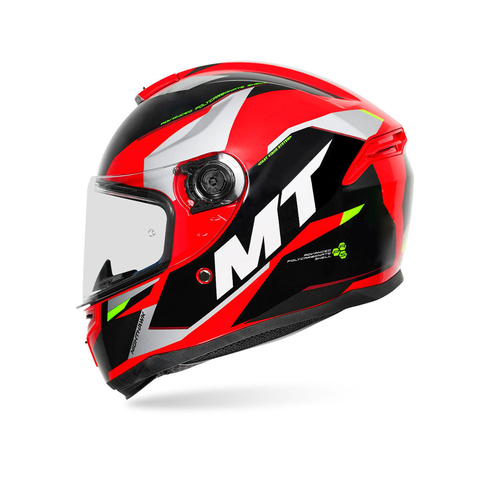 Hummer B Nighthawk D2 - Motorcycle Riding Helmet (Fluor Red/Grey)