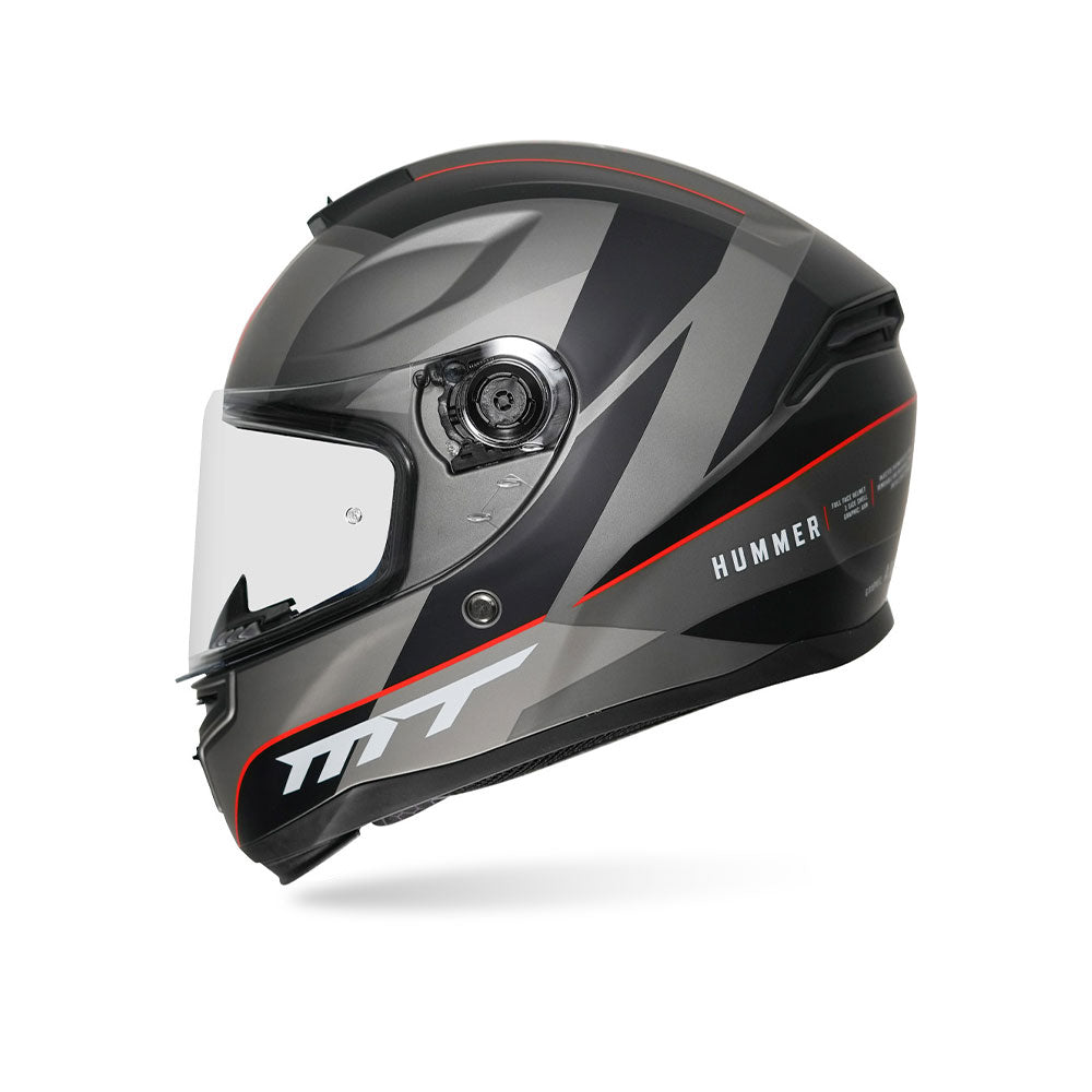 Hummer Axn C15 - Motorcycle Riding Helmet (Gloss Black/Grey)