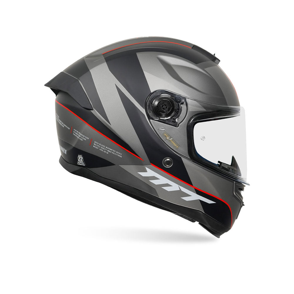 Hummer Axn C15 - Motorcycle Riding Helmet (Gloss Black/Grey)