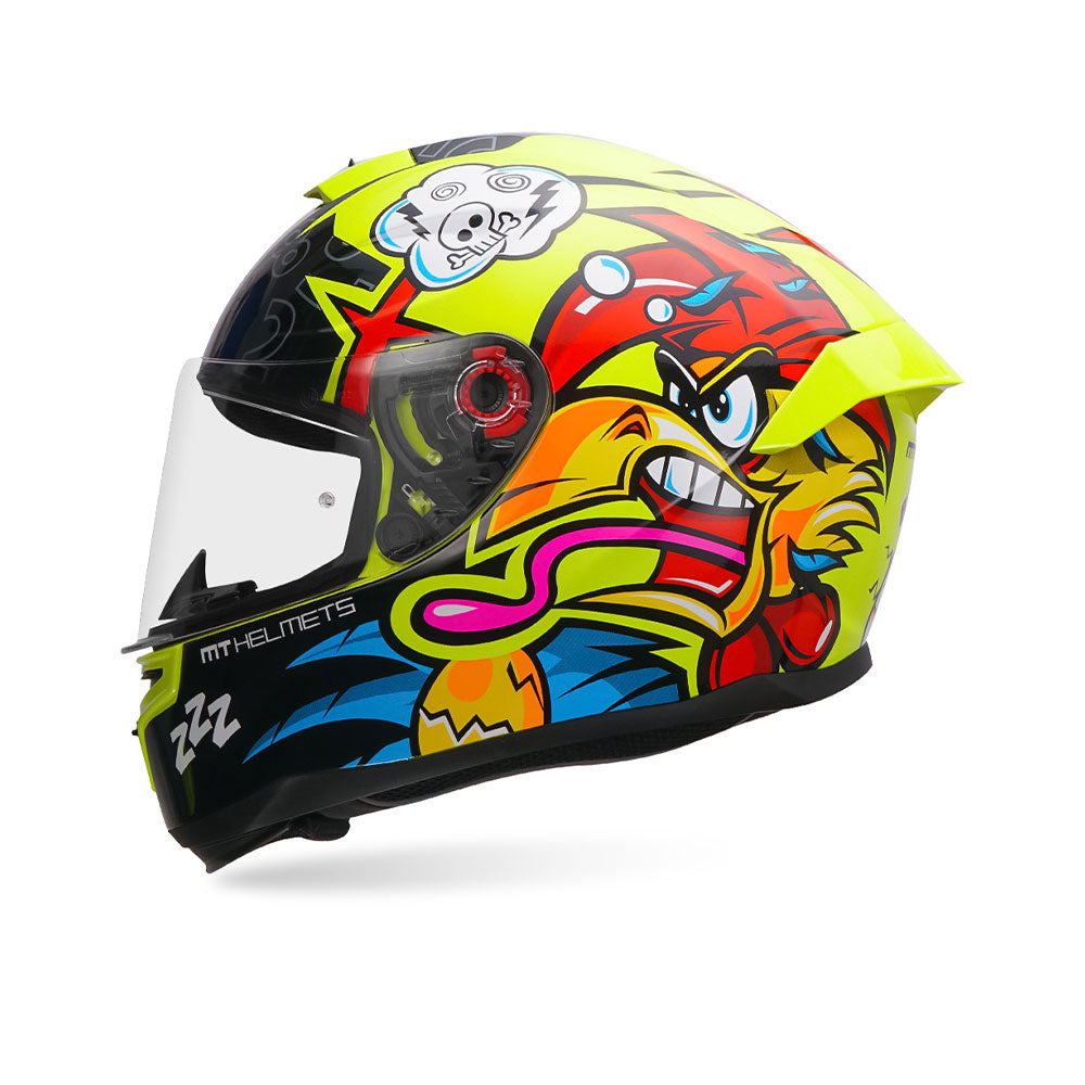 Hummer Braap A3 - Motorcycle Riding Helmet (Fluor Yellow/Black/Red)