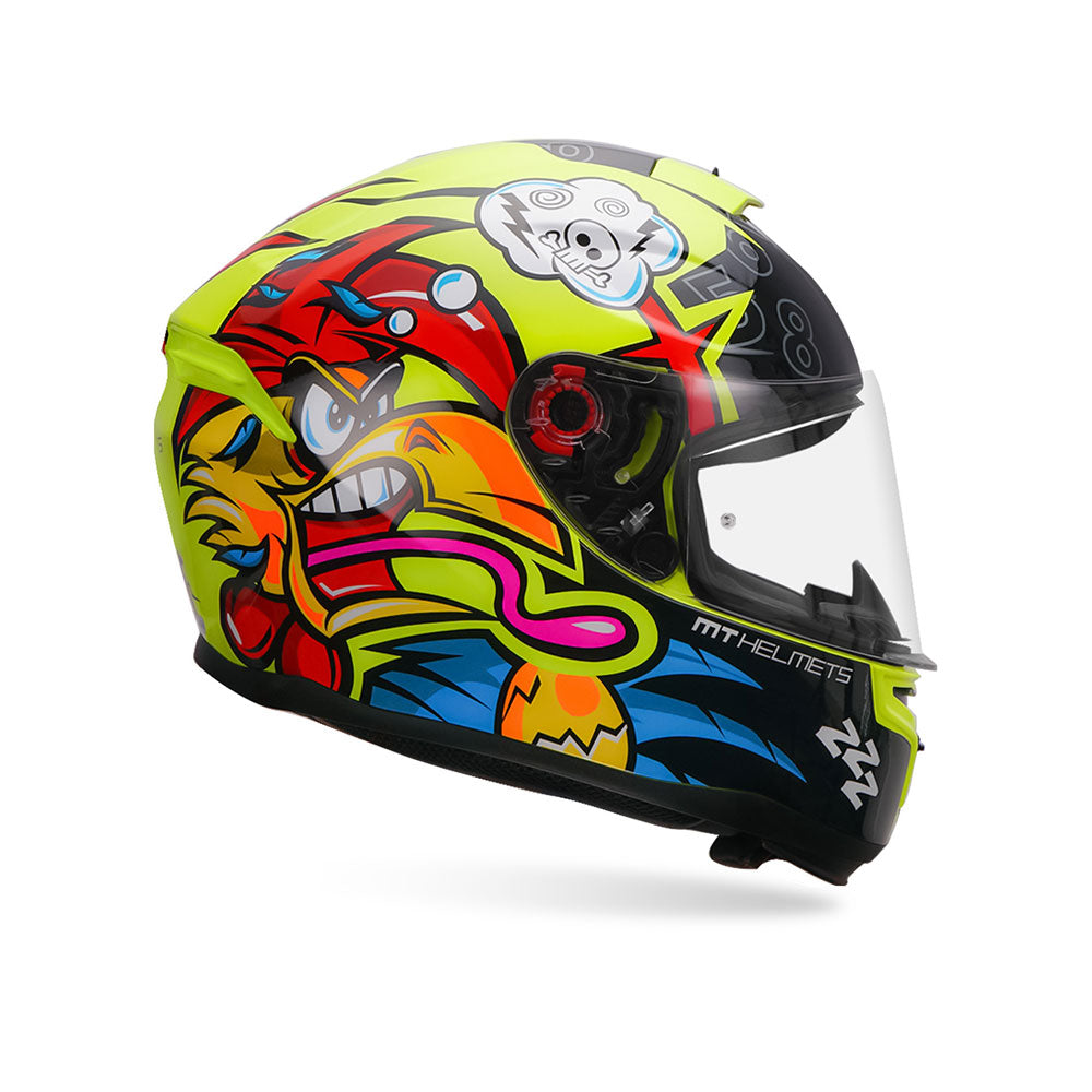 Hummer Braap A3 - Motorcycle Riding Helmet (Fluor Yellow/Black/Red)