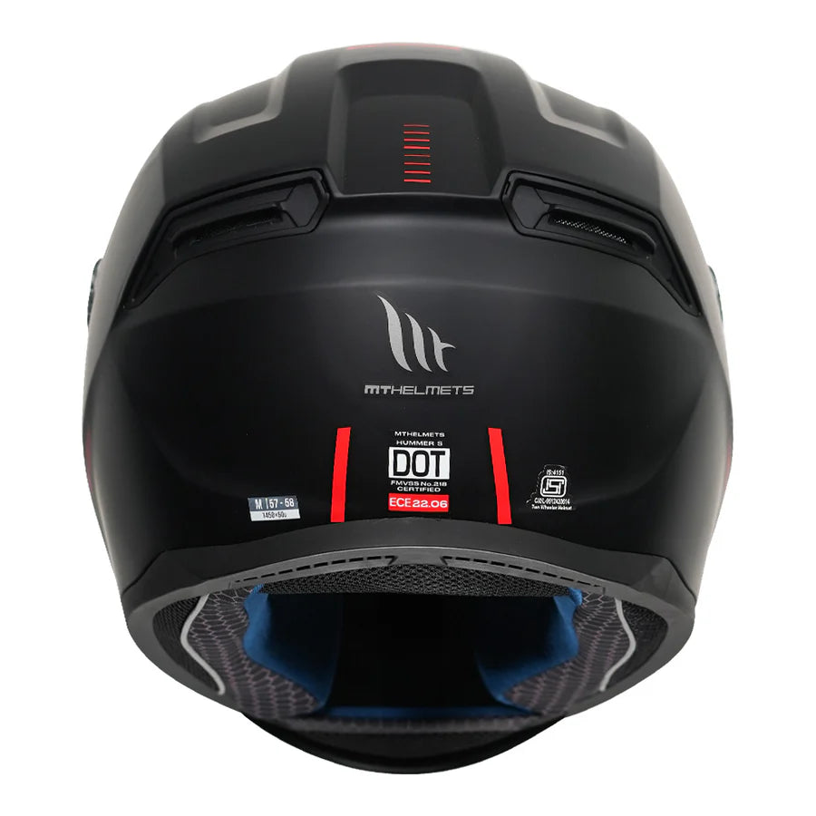 Hummer Solid A1 - Motorcycle Riding Helmet (Gloss Black/Red)