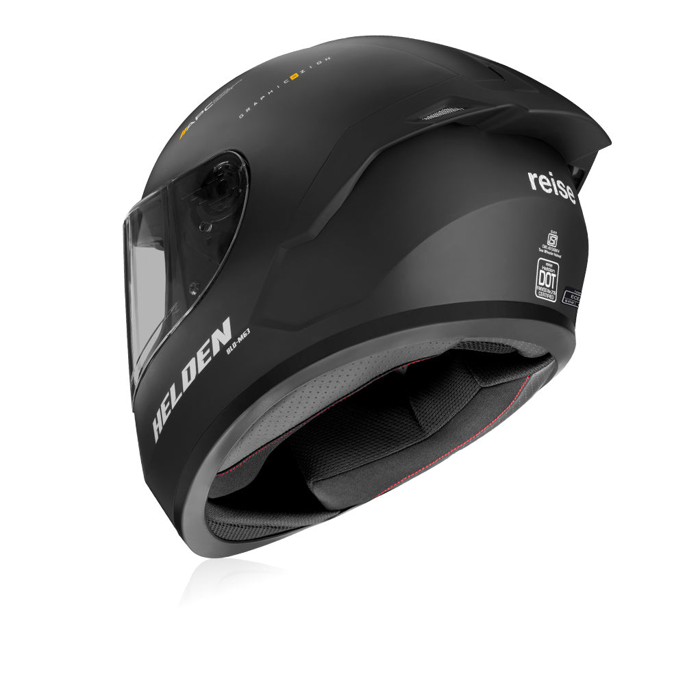 Helden - Motorcycle Riding Helmet (Solid Black Matte)