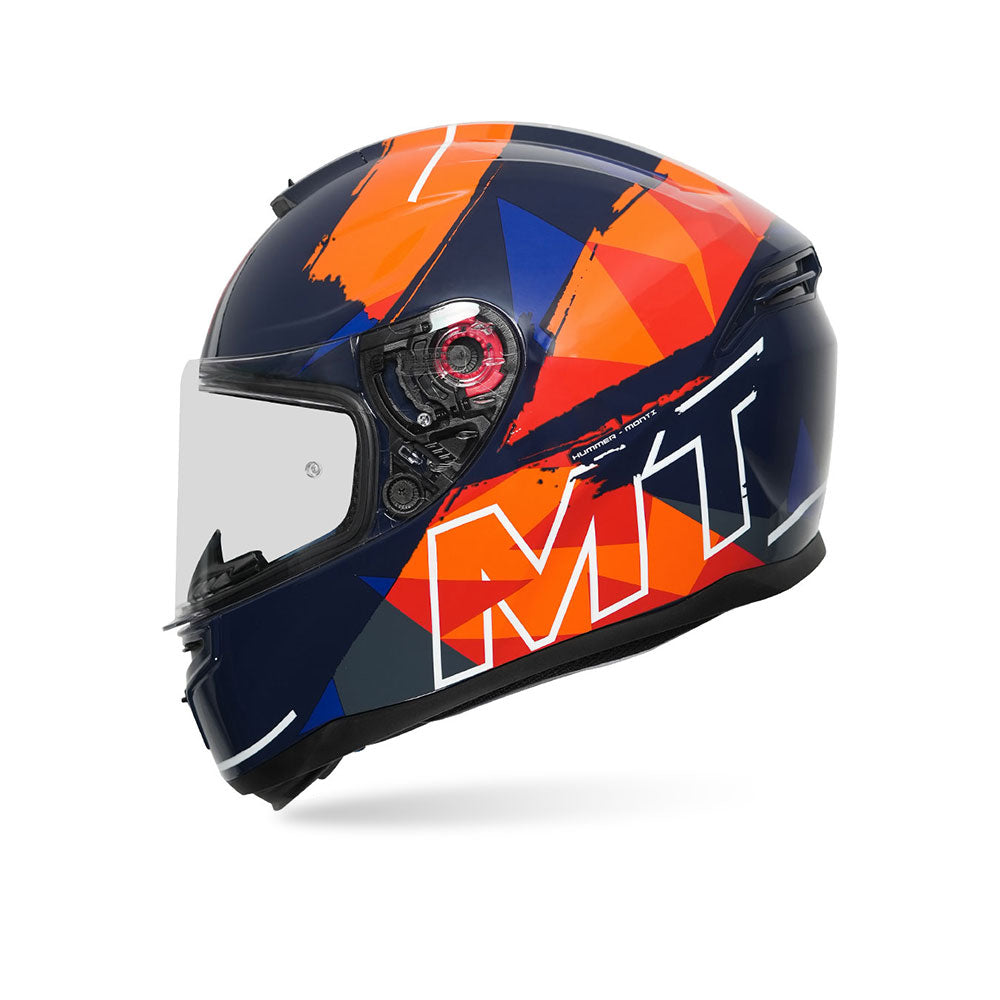 Hummer Monti C7 - Motorcycle Riding Helmet (Gloss Black/Orange/Blue)