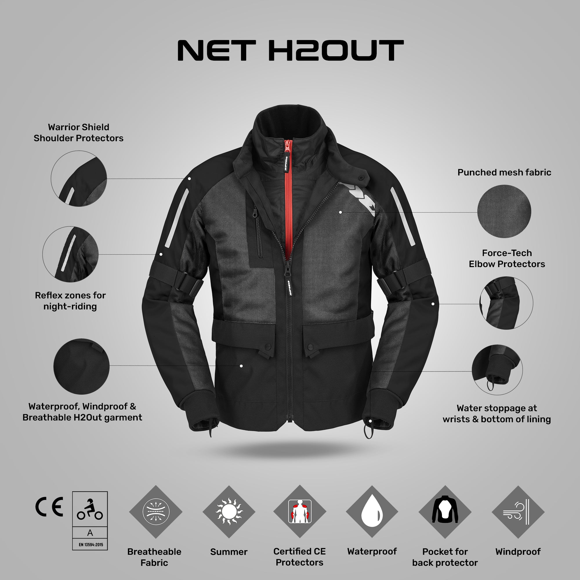 Net H2Out - All Weather Riding Jacket (Black)