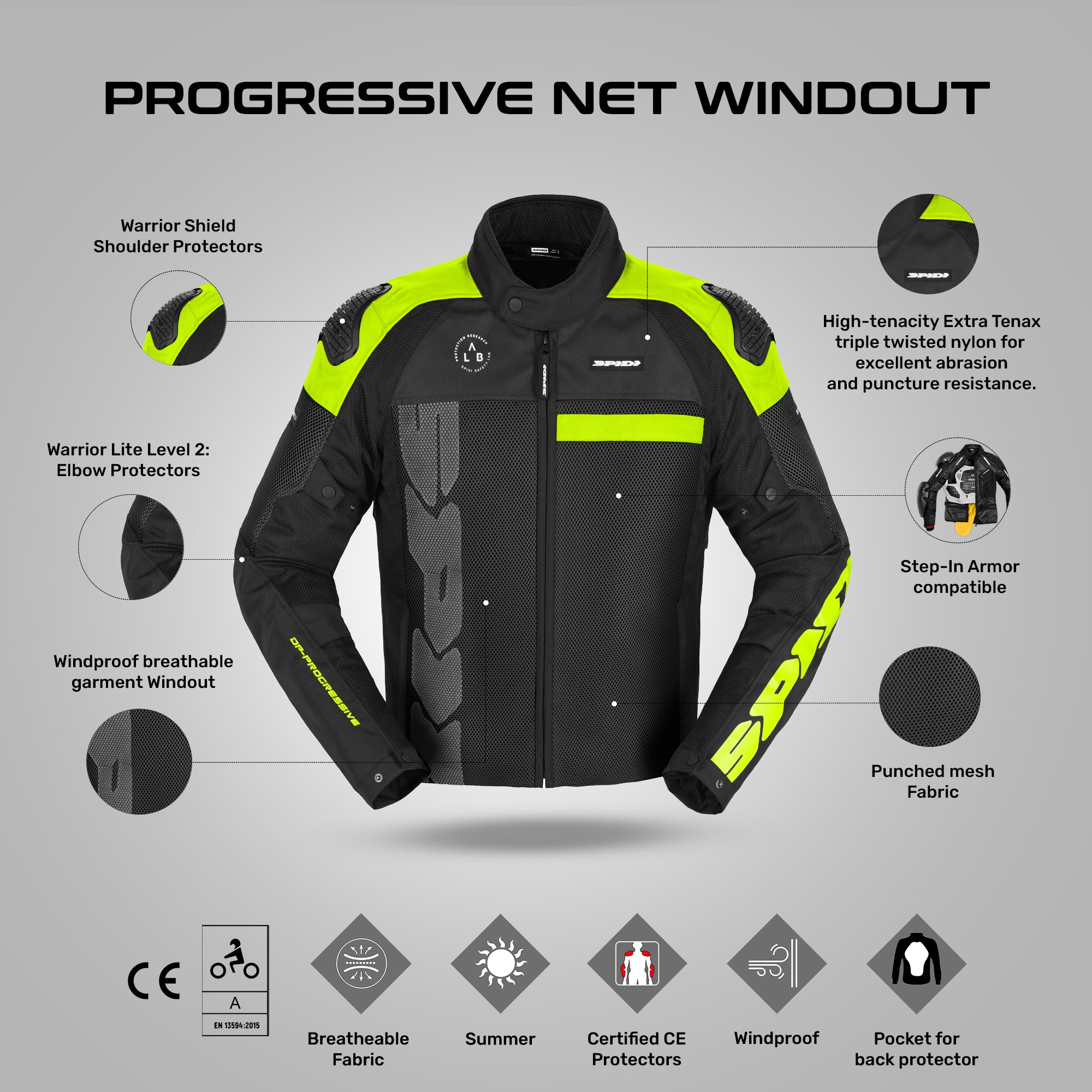 Progressive Net Windout Jacket - Black/Yellow
