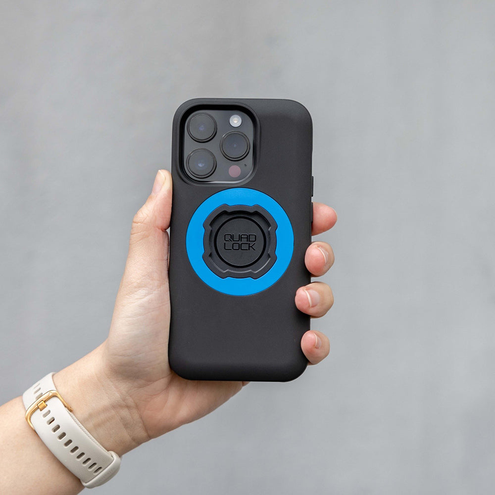 Black phone case with blue MAG ring holder on the back
