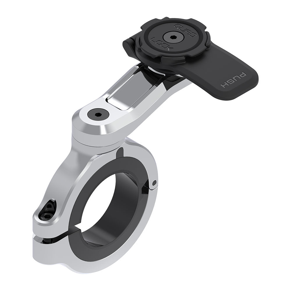 Motorcycle handlebar mount, chrome clamp with black base, large