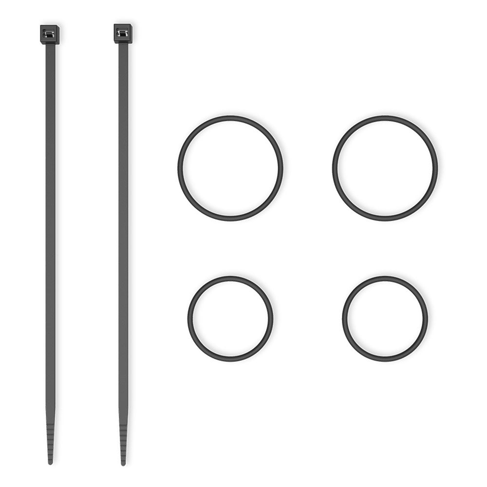 Black zip ties and round O-rings with square heads, replacement fastening set