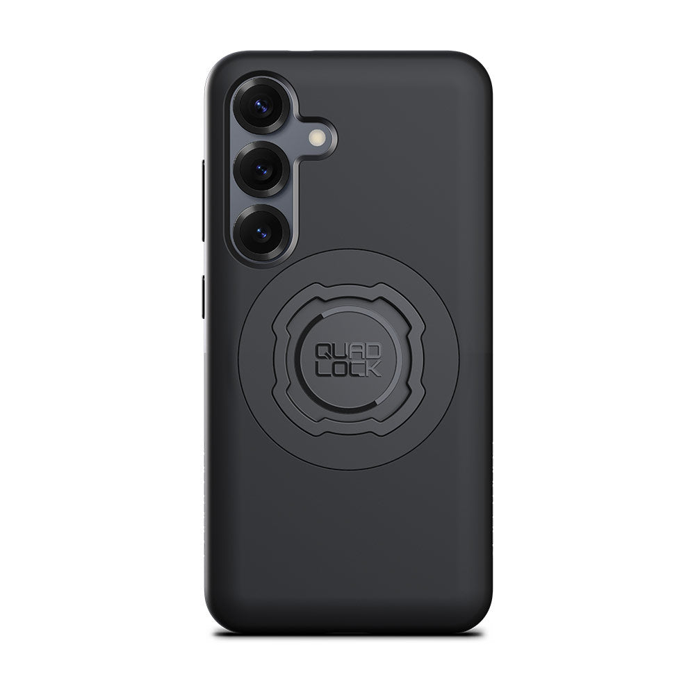 Black MAG phone case with circular magnet ring and camera cutouts for Galaxy S25