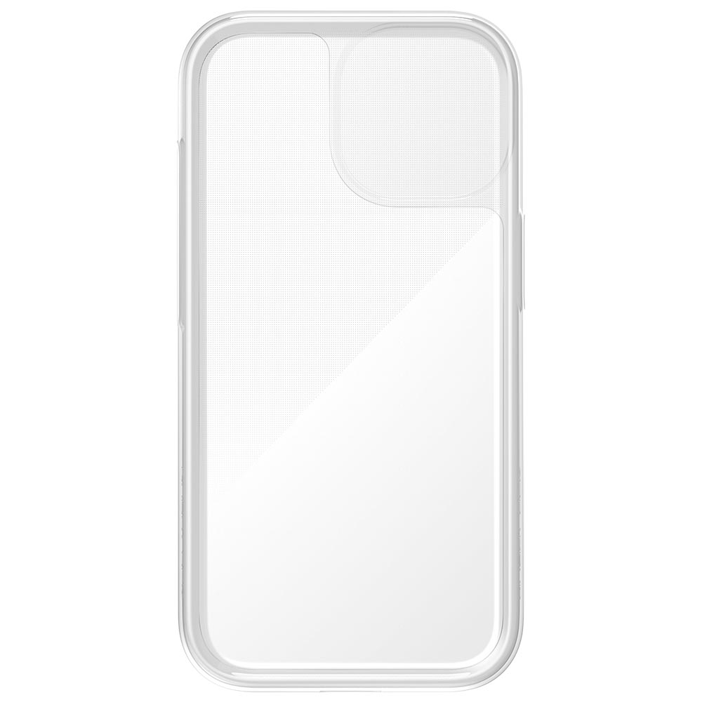 Transparent protective phone case for iPhone 15 with raised edges and camera cutout