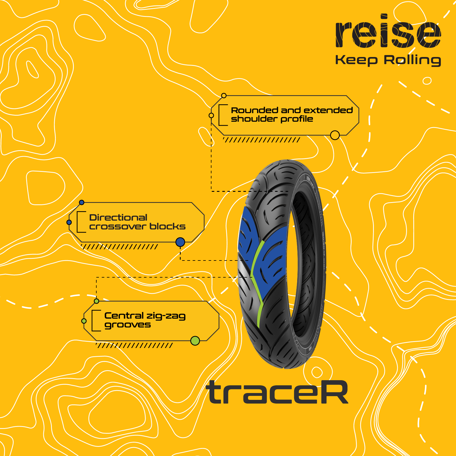traceR 01 100/90-17 55P Rear Tubeless Tyre