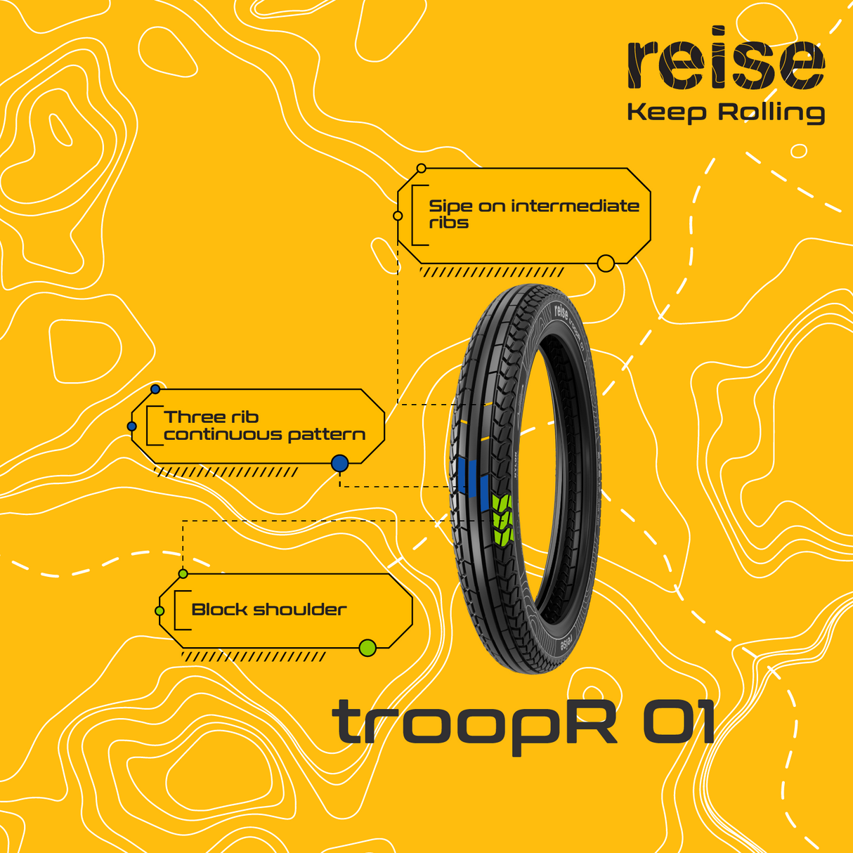 troopR 01 3.25-19 54P Front Tube Tyre