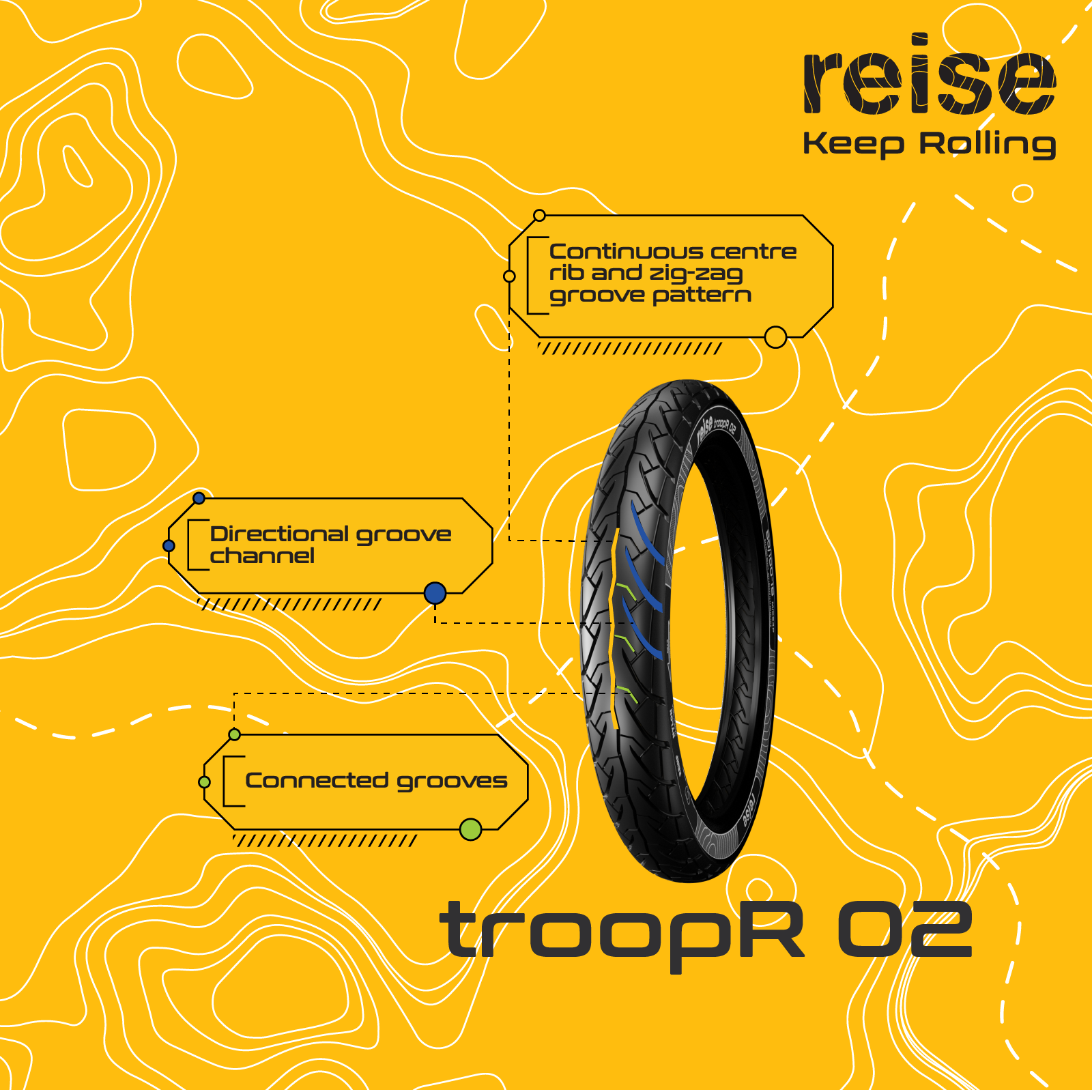 troopR 02 80/100-17 46P Front Tubeless Tyre