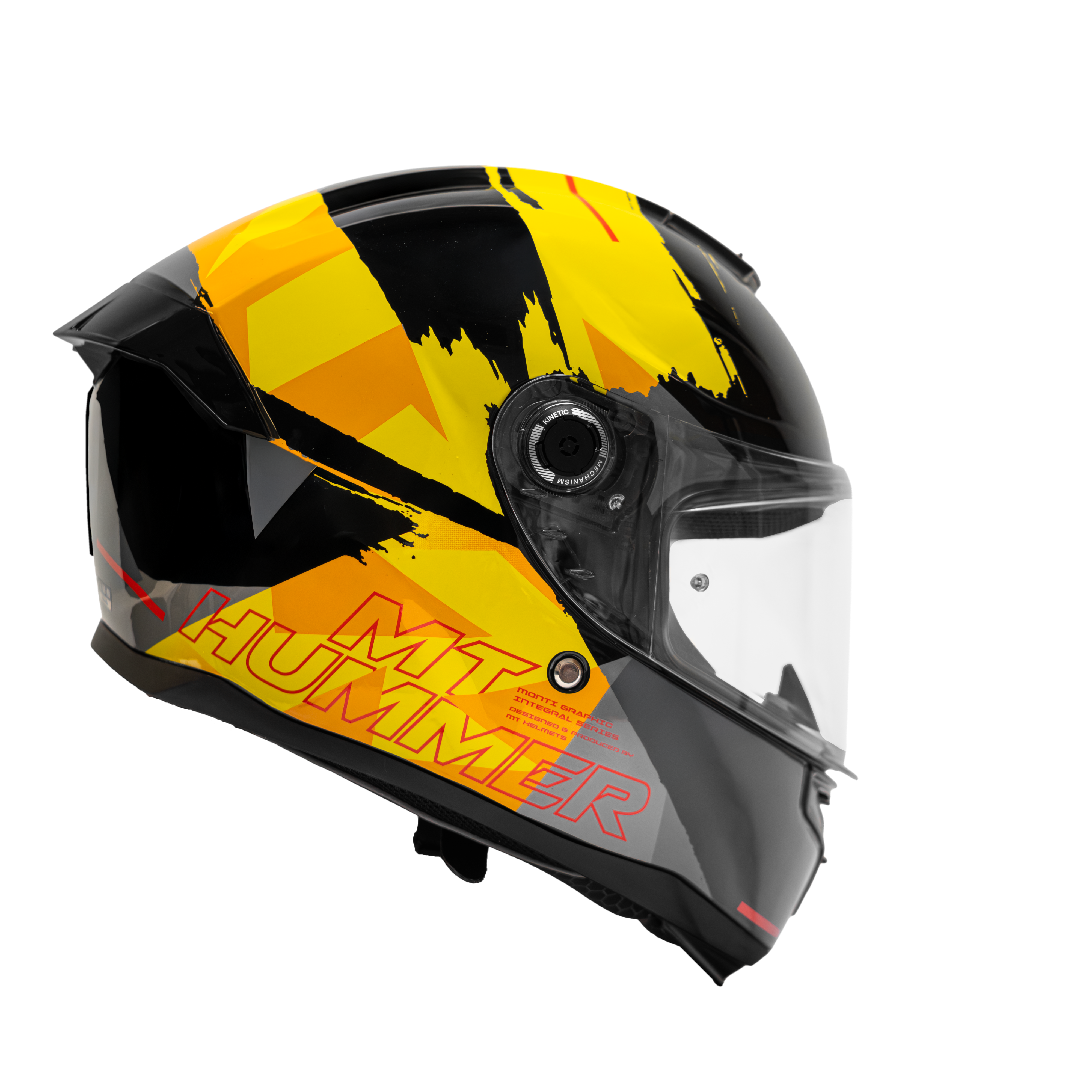 Hummer Monti B3 - Motorcycle Riding Helmet (Gloss Black/Yellow)