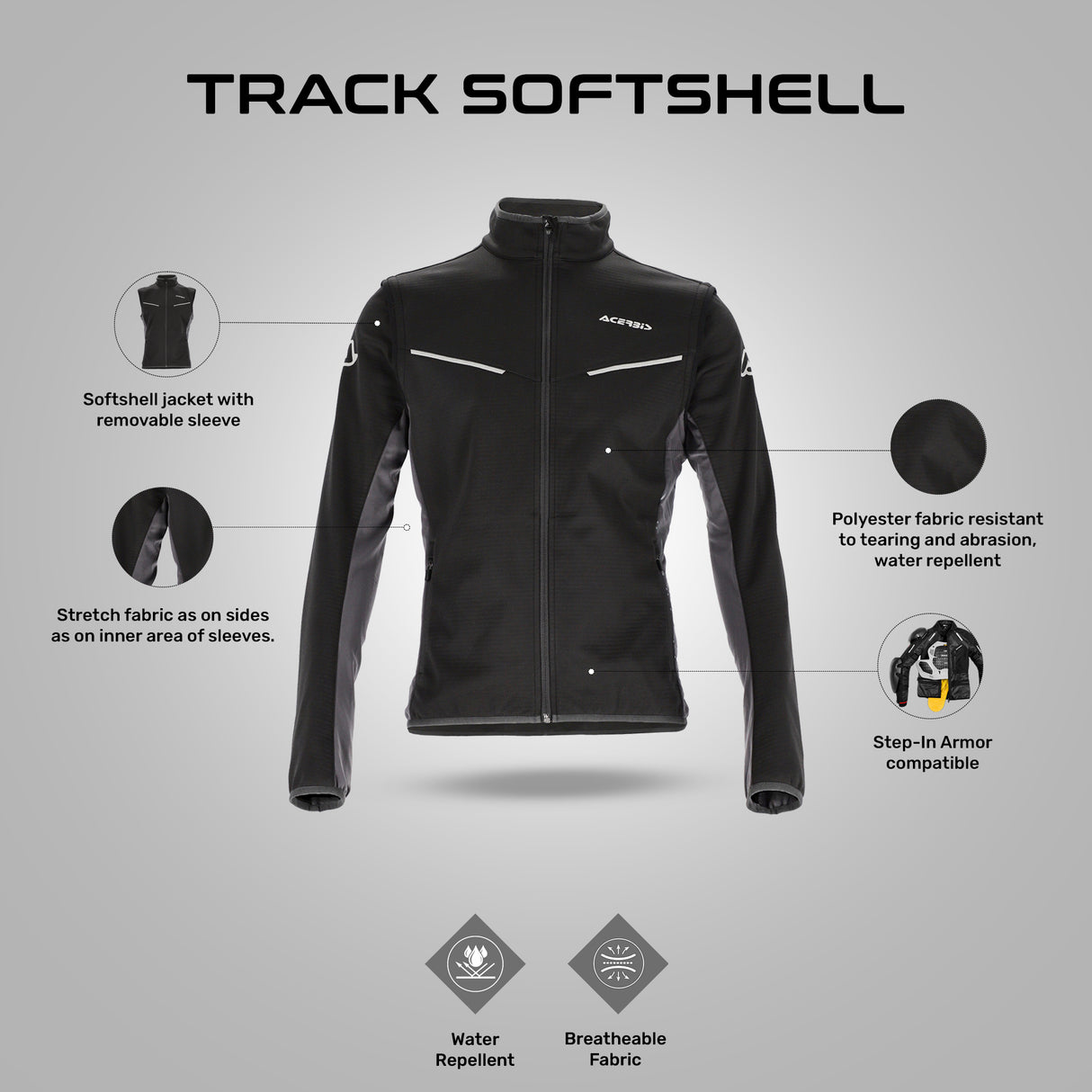 Softshell Track Jacket - Black/Grey