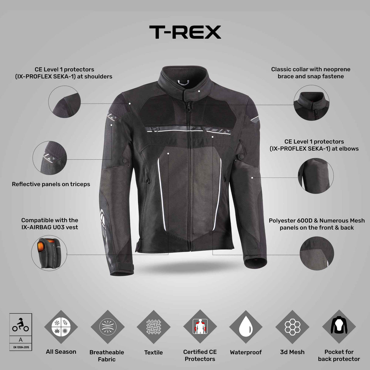 T-Rex Jacket - Black/Grey/White