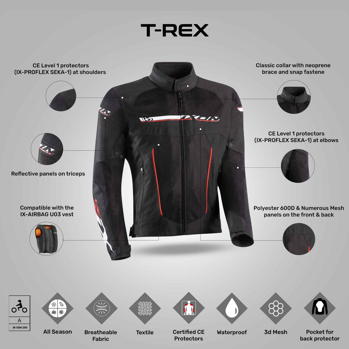 T-Rex Jacket - Black/White/Red